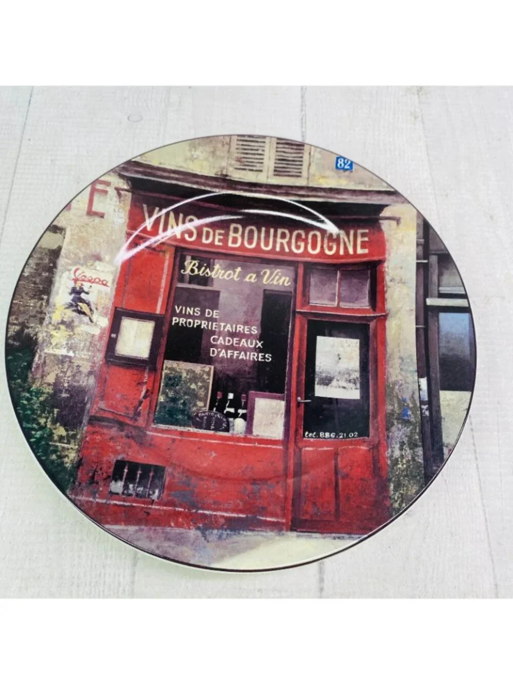 Sakura STOREFRONTS Multimotif French Stores Stoneware Salad Plates Set 4 Boxed